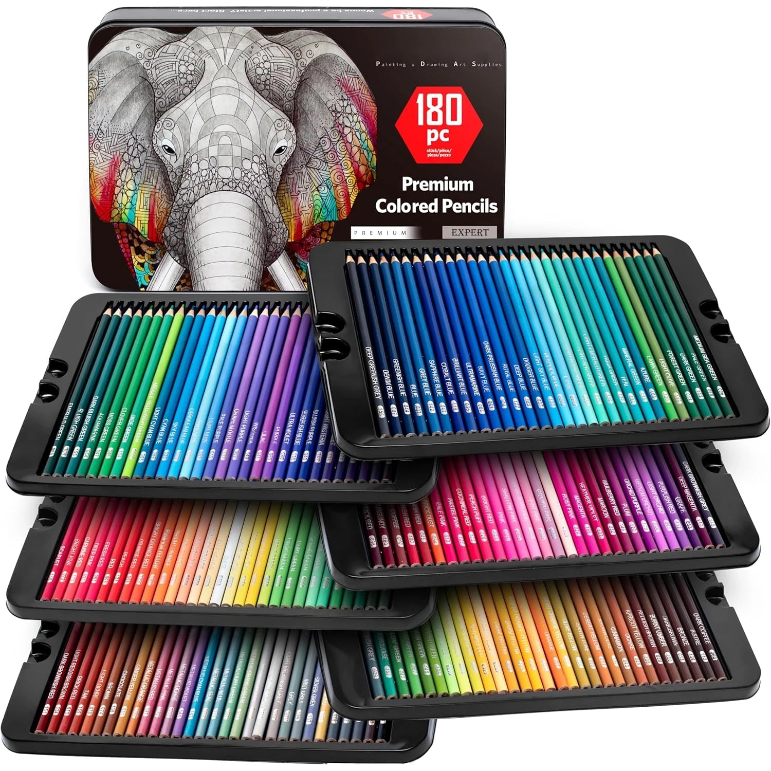 Set de 180 Lápices de Colores Profesionales Lápices de Aceite No Tóxicos para Dibujo y Bocetos