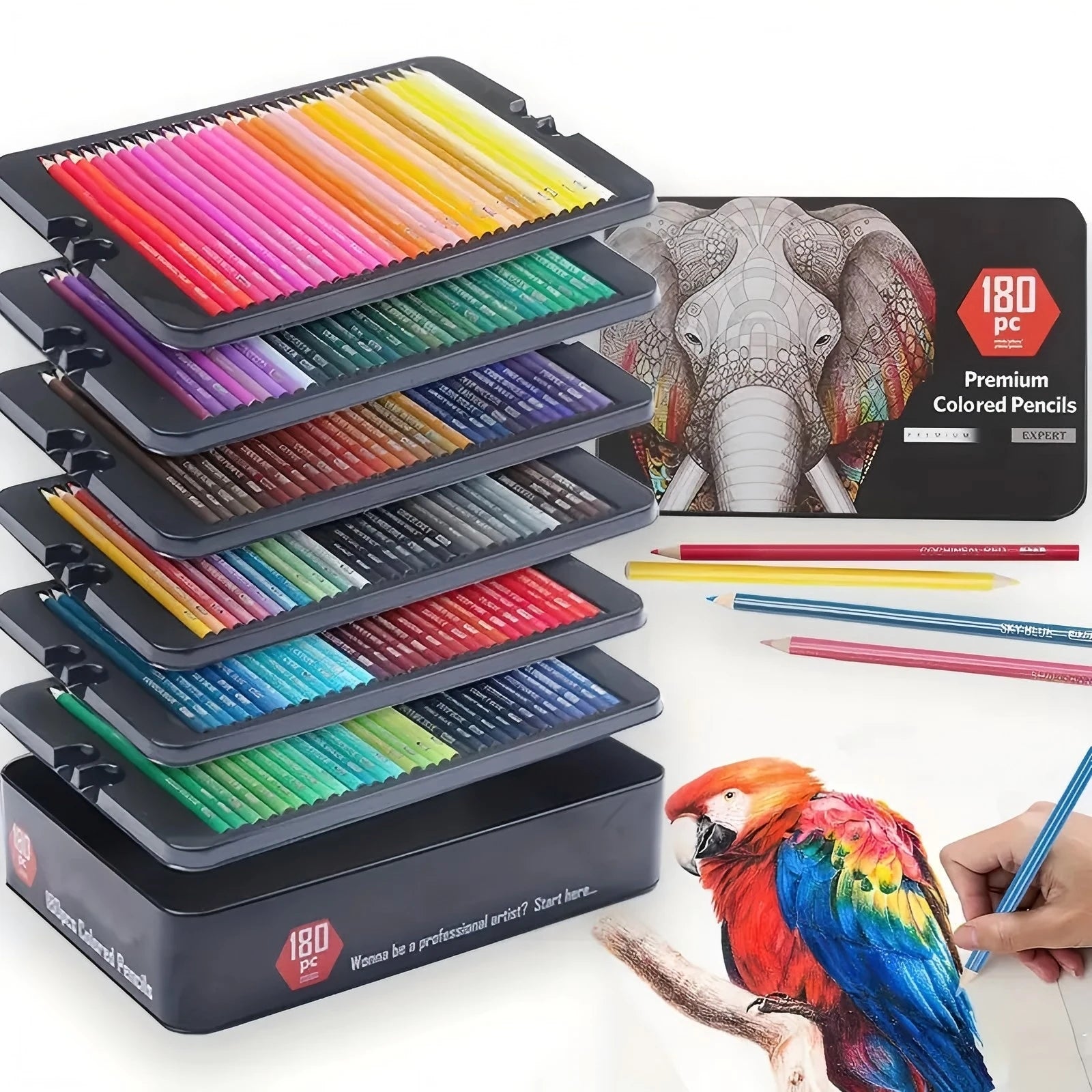 Set de 180 Lápices de Colores Profesionales Lápices de Aceite No Tóxicos para Dibujo y Bocetos